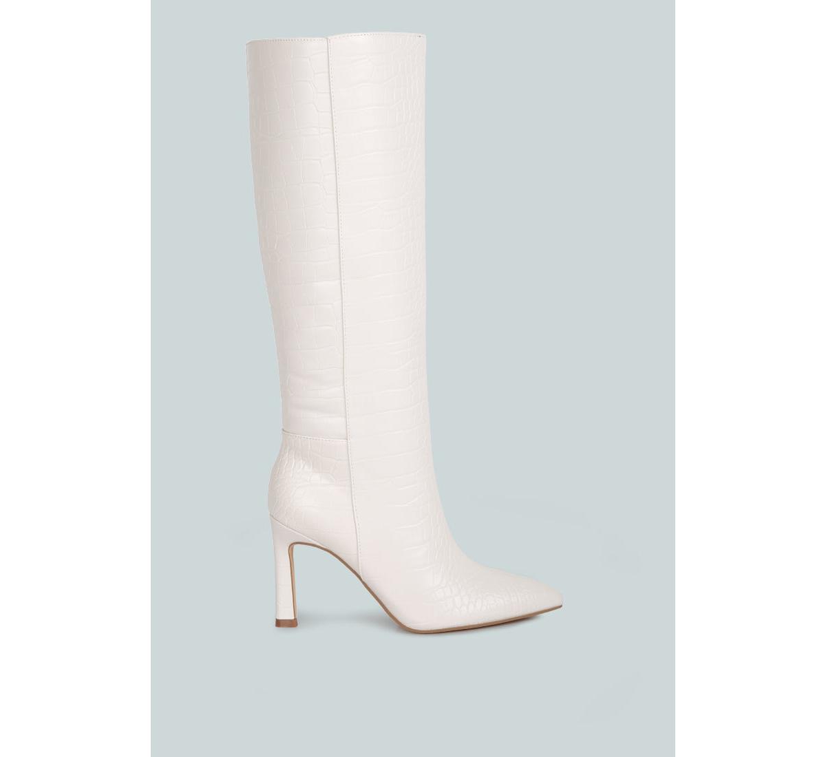 fewocious croc high heel calf boots - White