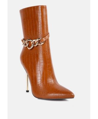 nicole croc patterned high heeled  boots