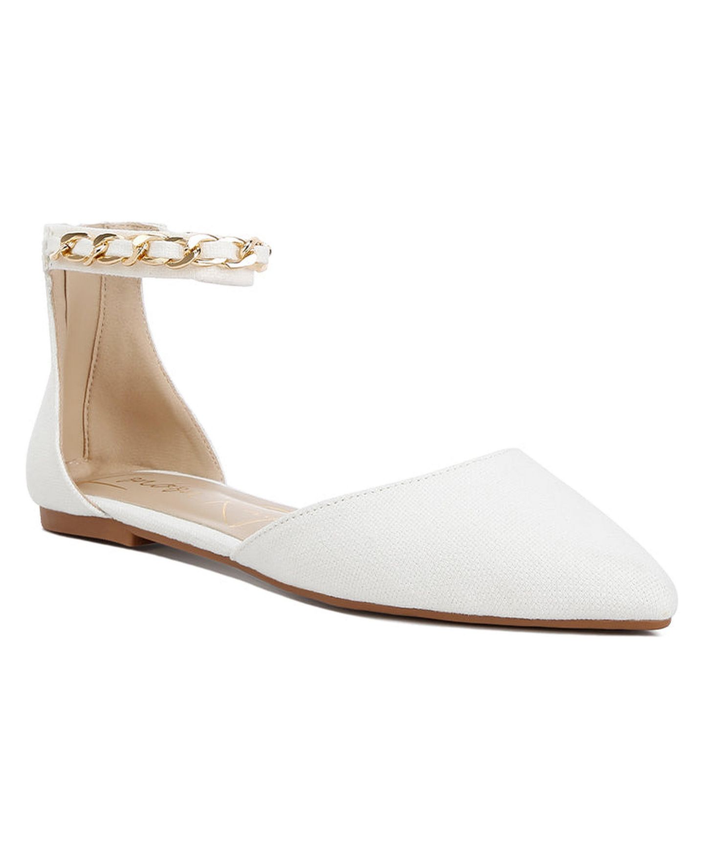 Женские сандалии London Rag Buqisi Chain Embellished Flat s, цвет: Белый — фото 2