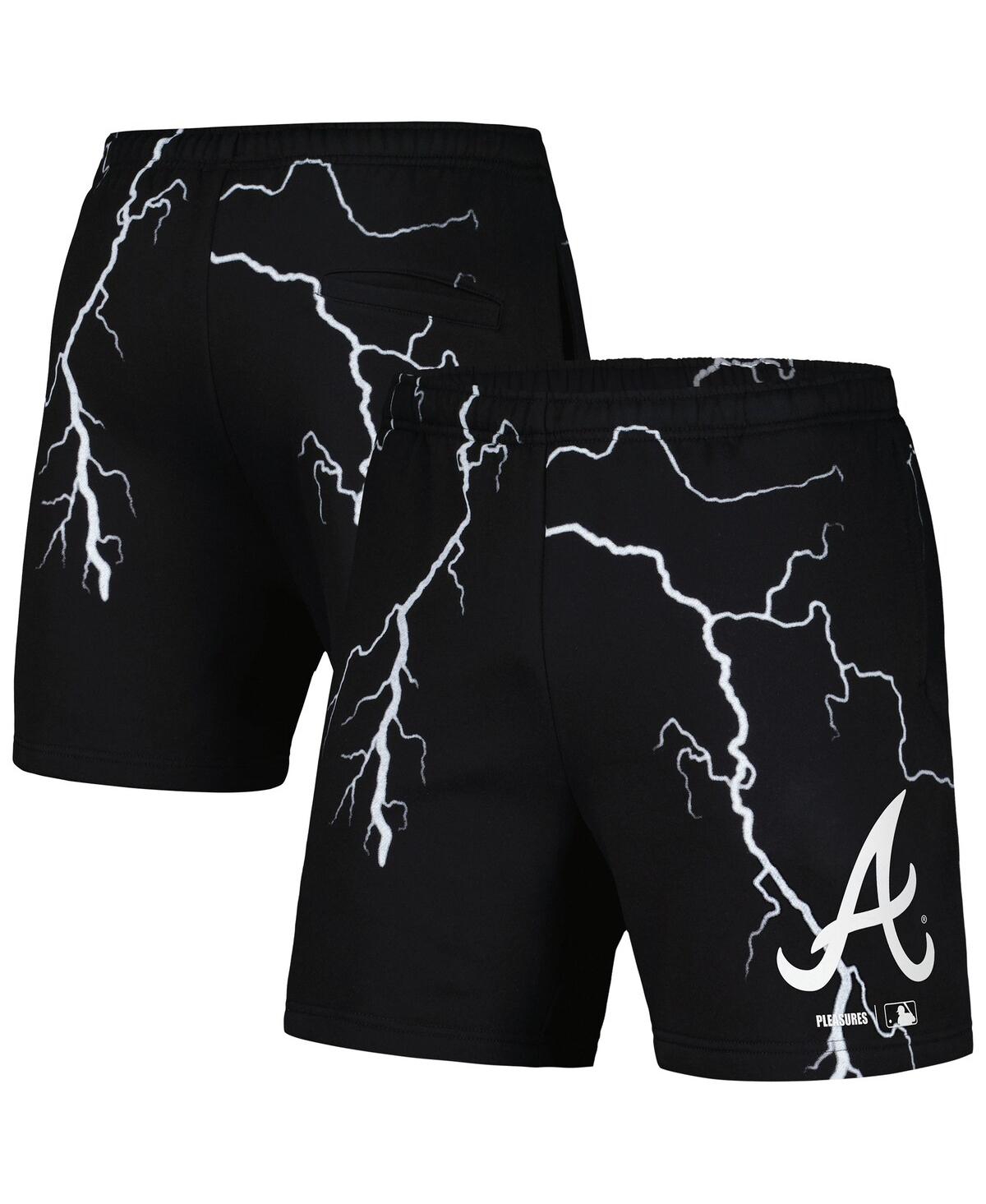 Shop Pleasures Men's  Black Atlanta Braves Lightning Shorts