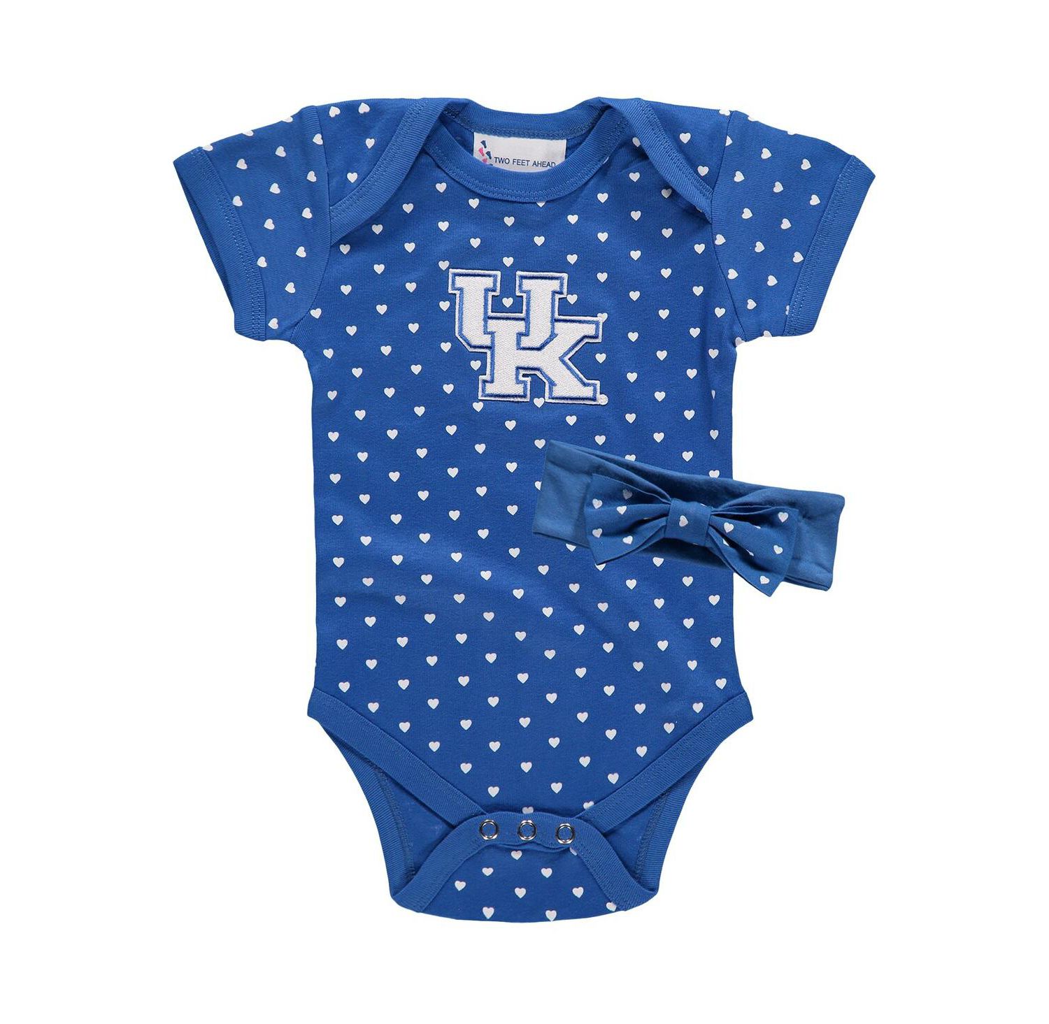 Baby Girls Royal Kentucky Wildcats Hearts Bodysuit and Headband Set