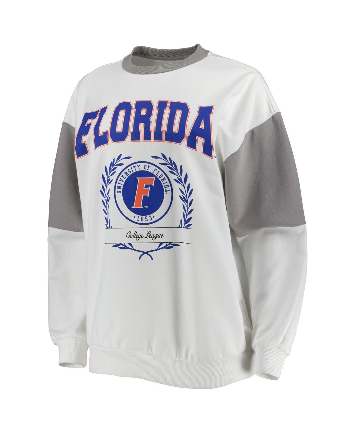 Shop Gameday Couture Women's  White Florida Gators It's A Vibe Dolman Pullover Sweatshirt