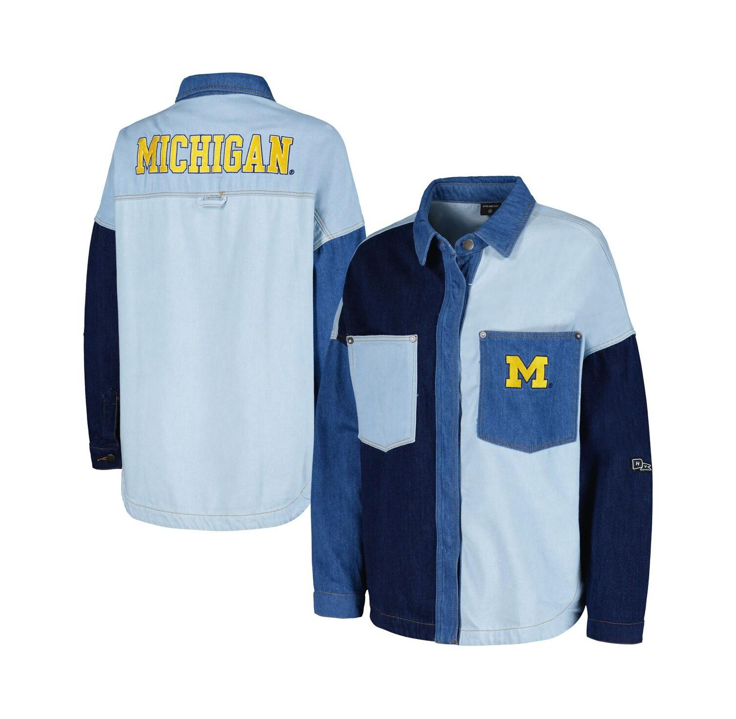 Women's Denim Michigan Wolverines Multi-Hit Hometown Full-Snap Jacket