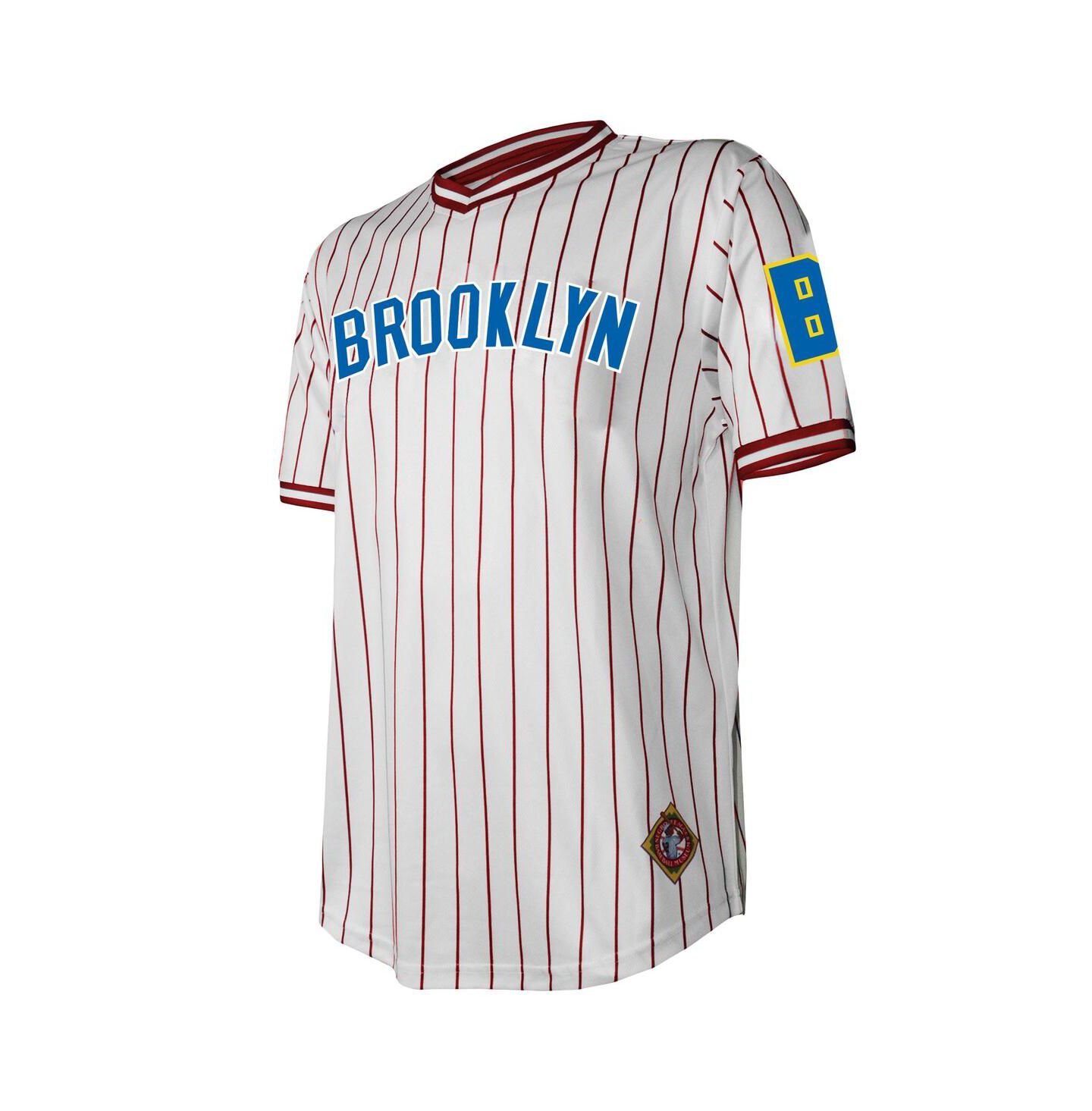 Мужской топ Stitches White Distressed Brooklyn Royal Giants V-Neck Jersey — фото 2