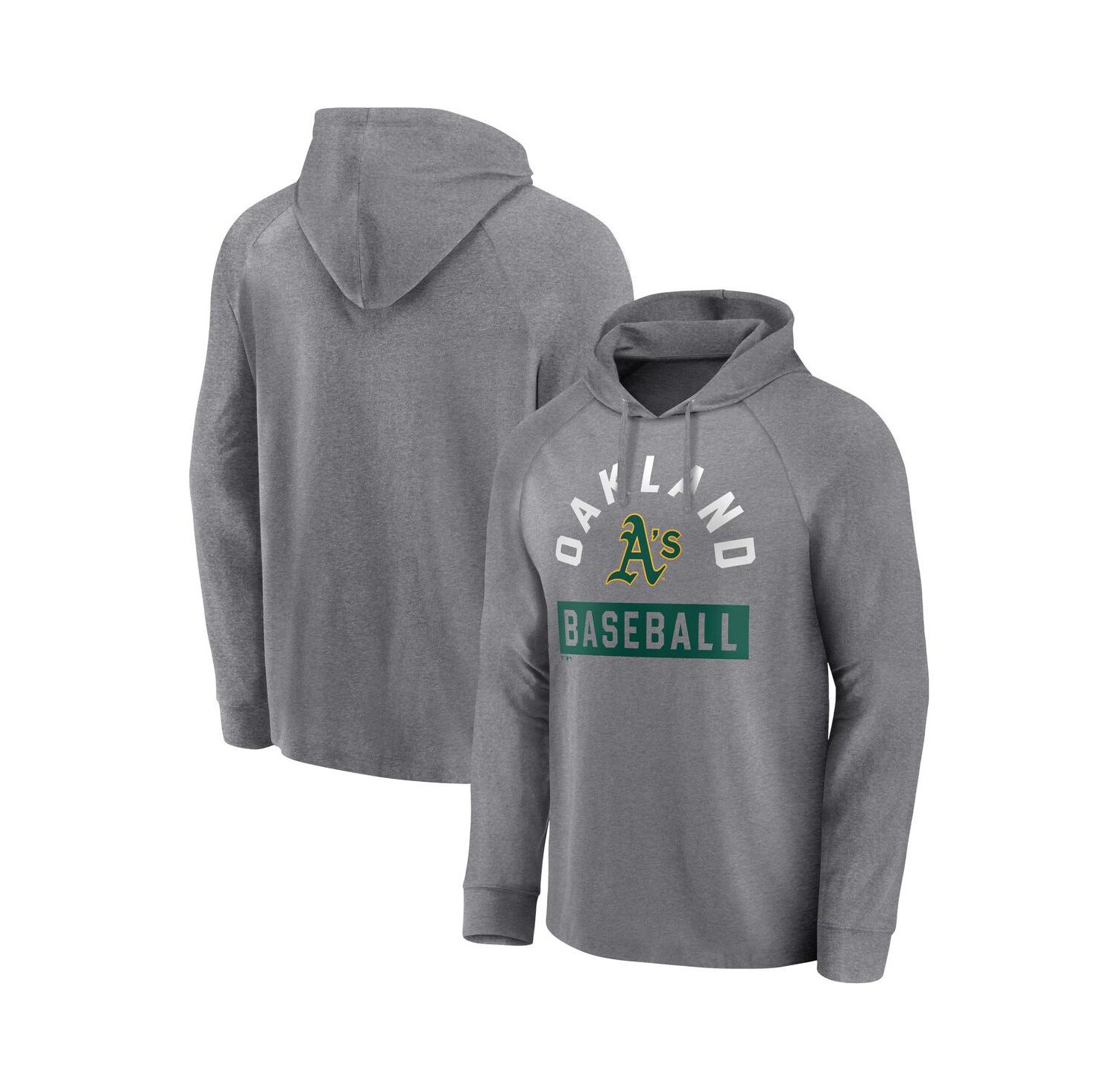 Men's Gray Oakland Athletics No Time Off Raglan Pullover Hoodie