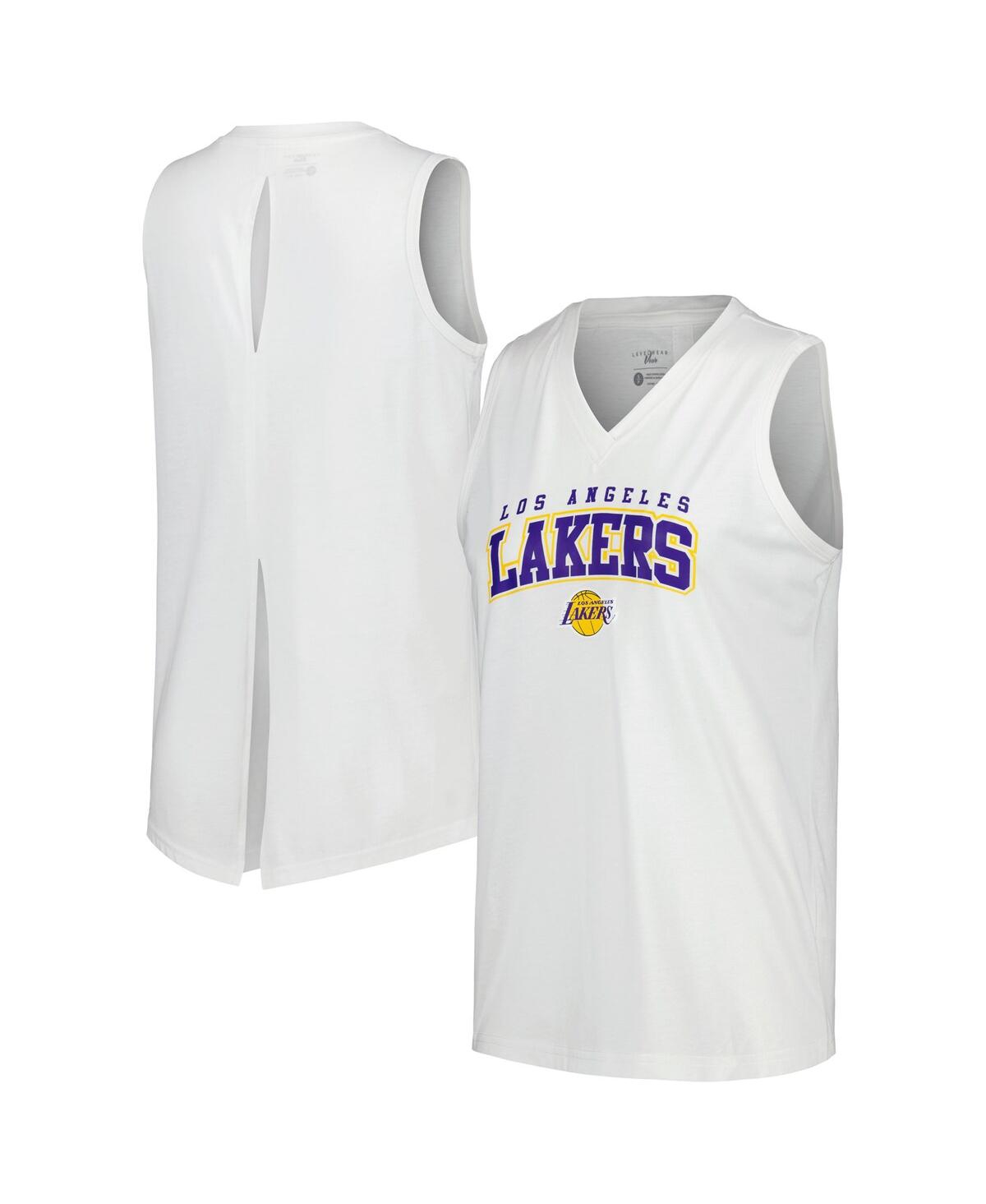 Women's LevelWear White Los Angeles Lakers Paisley Peekaboo Tank Top - White