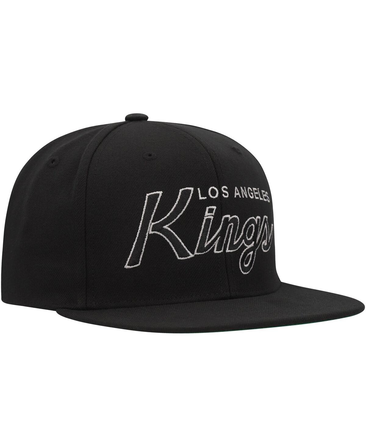Mitchell & Ness Men's  Black Los Angeles Kings Core Team Script 2.0 Snapback Hat In Black