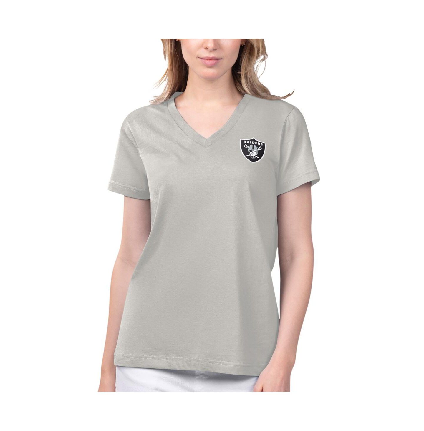 Женская футболка Margaritaville Gray Las Vegas Raiders Game Time V-Neck — фото 1
