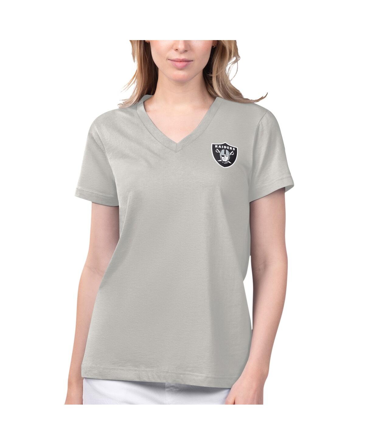 Women's Margaritaville Gray Las Vegas Raiders Game Time V-Neck T-shirt - Gray