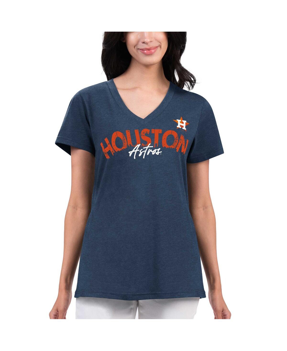 G-iii 4her By Carl Banks Women's  Navy Distressed Houston Astros Key Move V-neck T-shirt