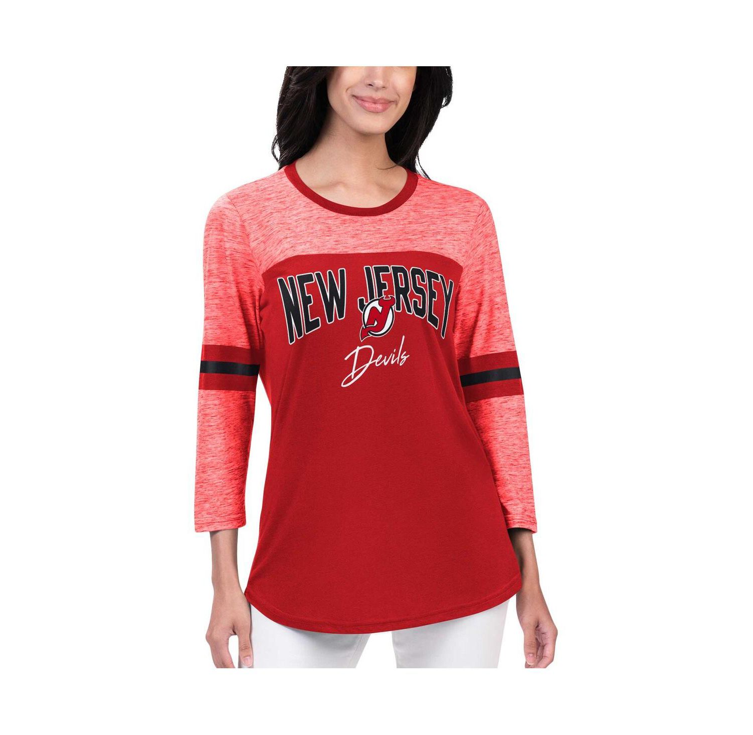 Women's Red New Jersey Devils Play The Game 3/4-Sleeve T-shirt