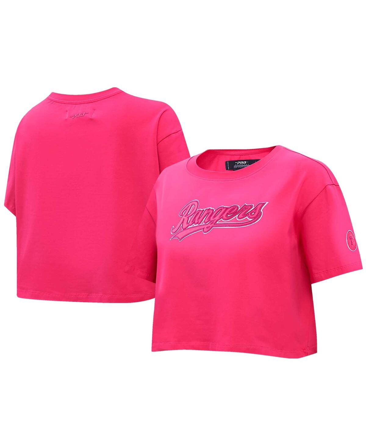 Pro Standard Women's  Pink Texas Rangers Triple Pink Boxy Cropped T-shirt