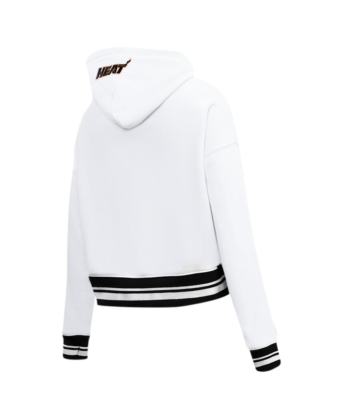 Shop Pro Standard Women's  White Miami Heat Script Tail Cropped Pullover Hoodie
