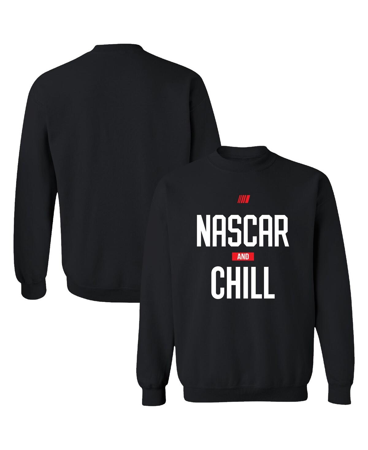 Checkered Flag Sports Men's  Black Nascar And Chill Pullover Sweatshirt