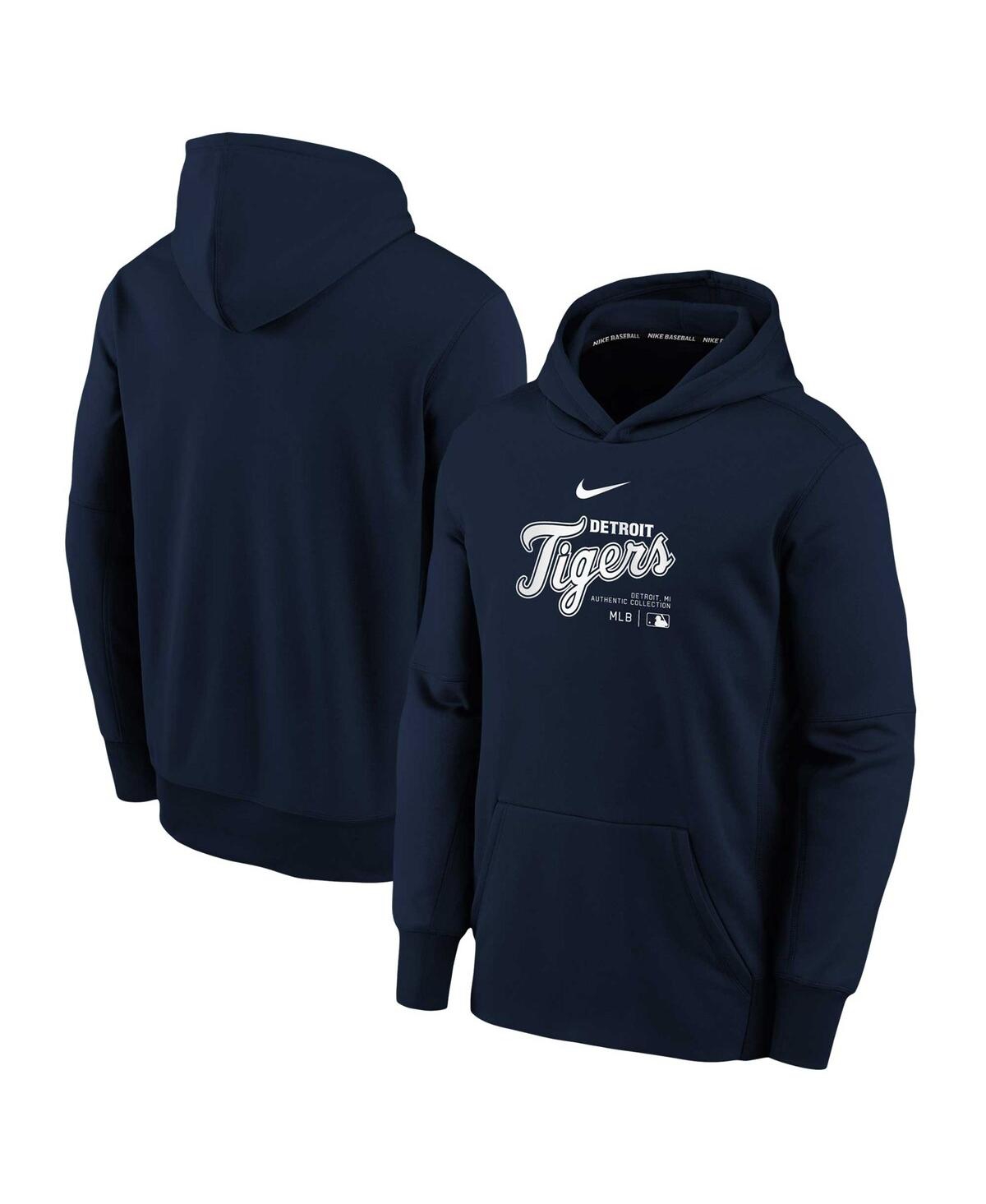 Shop Nike Big Boys  Navy Detroit Tigers Authentic Collection Performance Pullover Hoodie