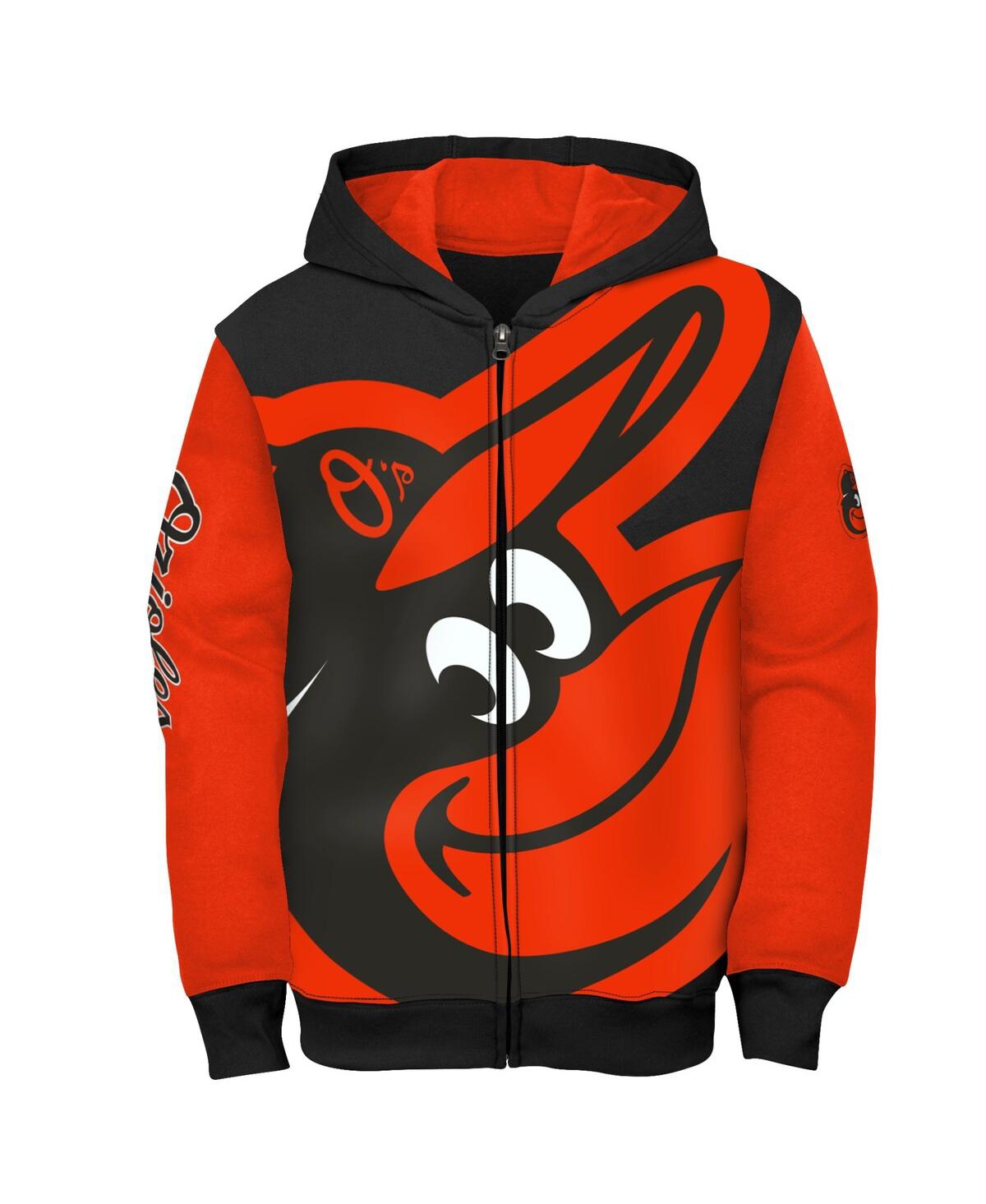 Outerstuff Youth Fanatics Branded Orange/black Baltimore Orioles Postcard Full-zip Hoodie Jacket In Orange,black