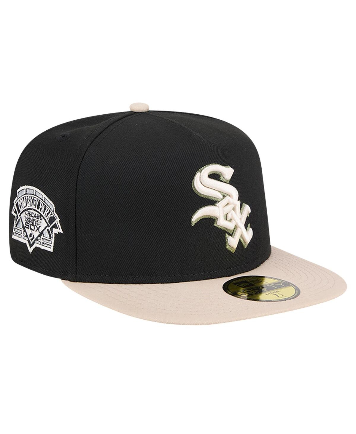 Shop New Era Men's  Black Chicago White Sox Canvas A-frame 59fifty Fitted Hat