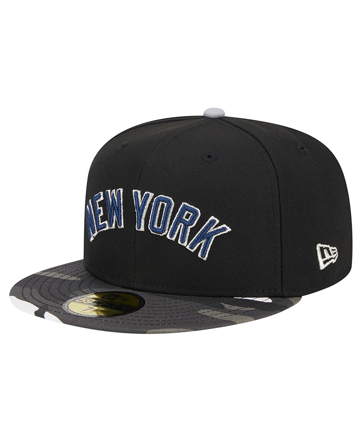 Shop New Era Men's  Black New York Yankees Metallic Camo 59fifty Fitted Hat