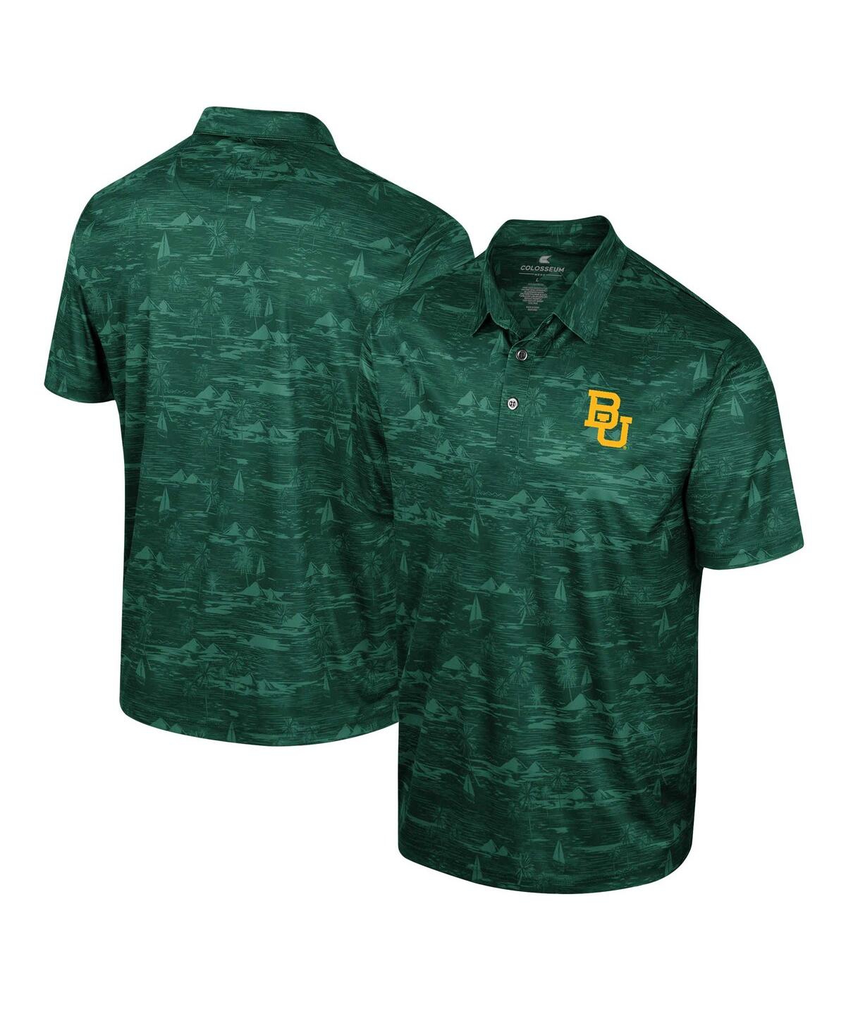 Shop Colosseum Men's  Green Baylor Bears Daly Print Polo Shirt