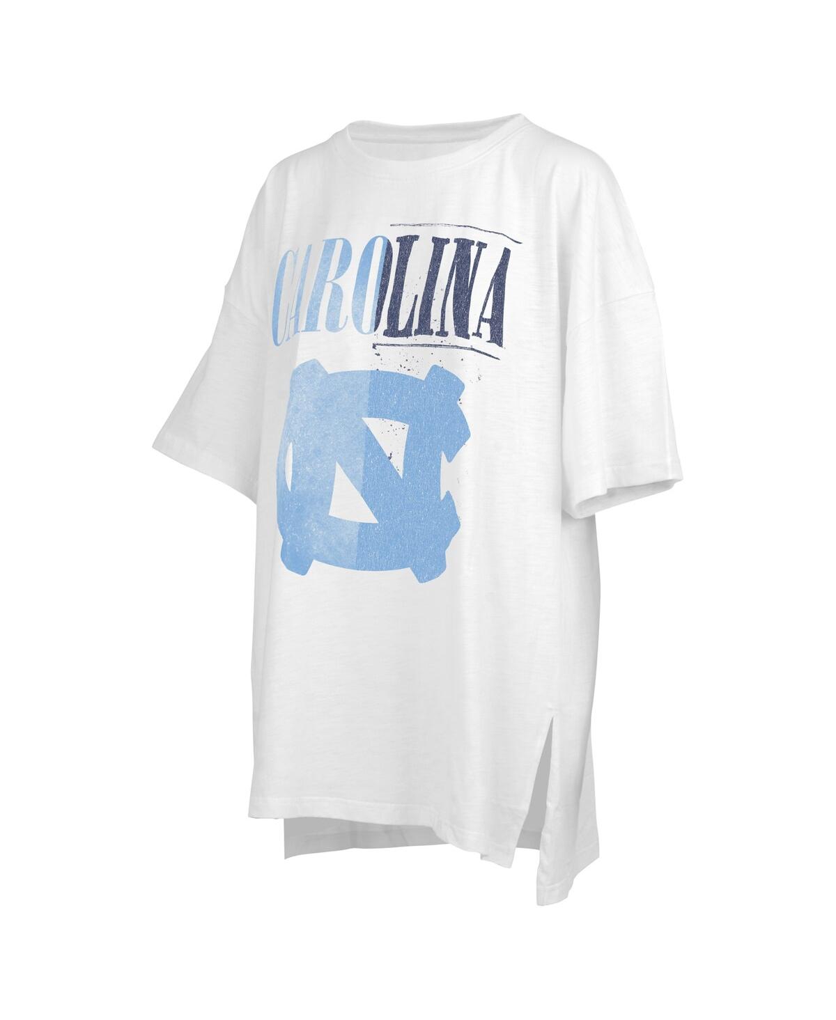 Shop Pressbox Women's  White Distressed North Carolina Tar Heels Lickety-split Oversized T-shirt