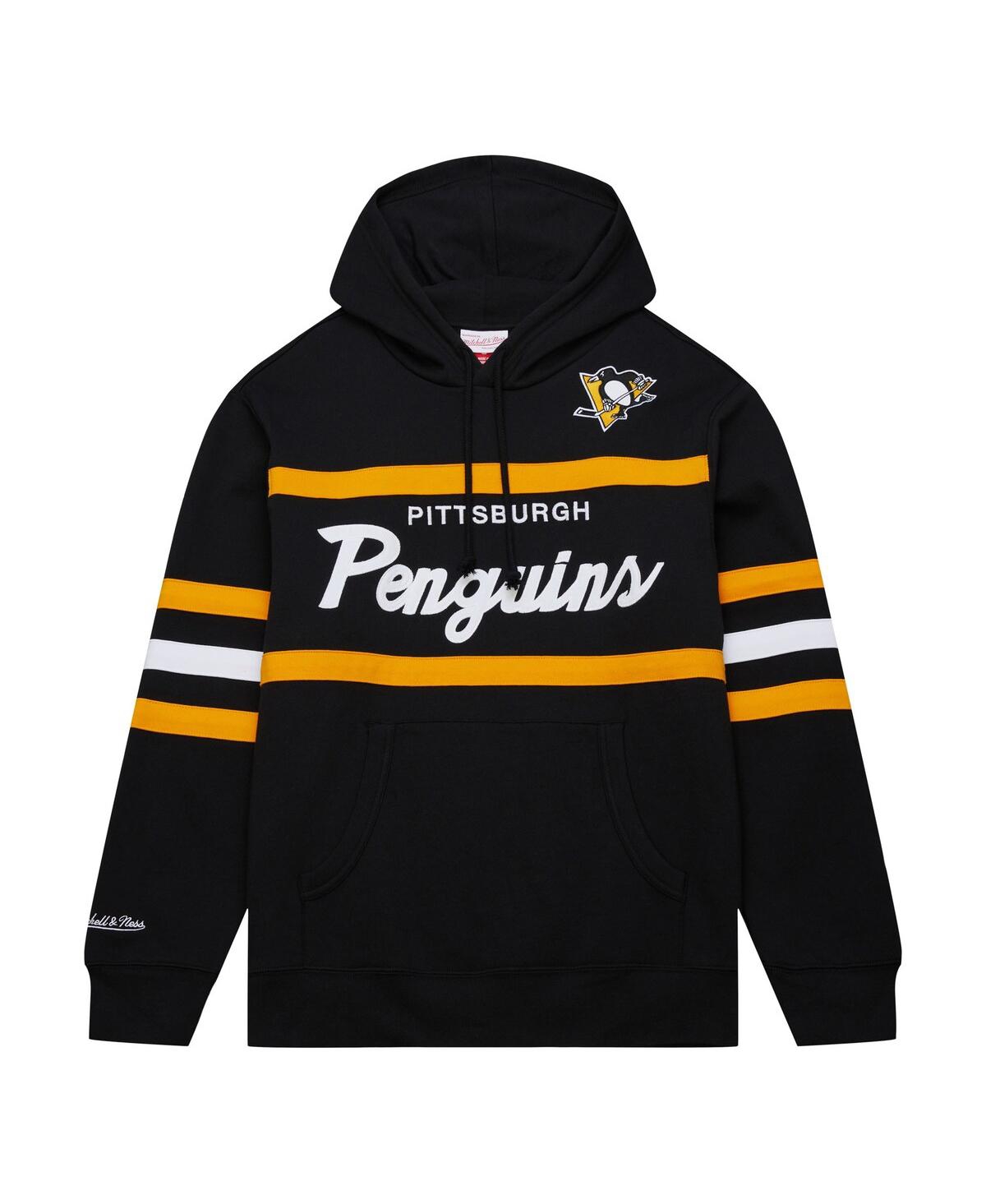 Shop Mitchell & Ness Men's  Black Pittsburgh Penguins Head Coach Pullover Hoodie