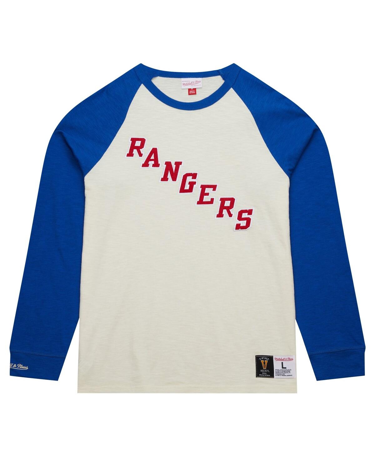 Shop Mitchell & Ness Men's  Cream New York Rangers Legendary Slub Vintage-like Raglan Long Sleeve T-shirt