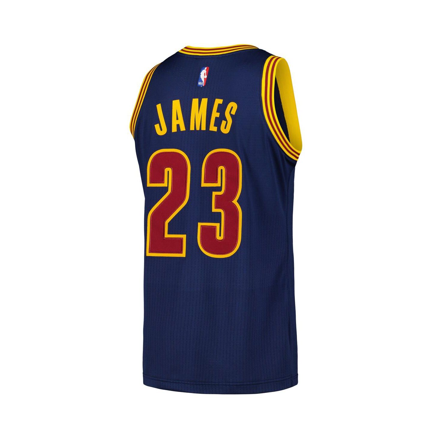 Мужской топ Mitchell & Ness LeBron James Navy Distressed Cleveland Cavaliers 2015/16 Hardwood Classics Authentic Jersey — фото 2