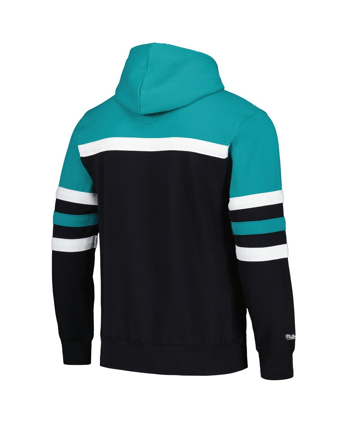 Mitchell & Ness Men's  Black, Teal Anaheim Ducks Head Coach Pullover Hoodie In Black,teal