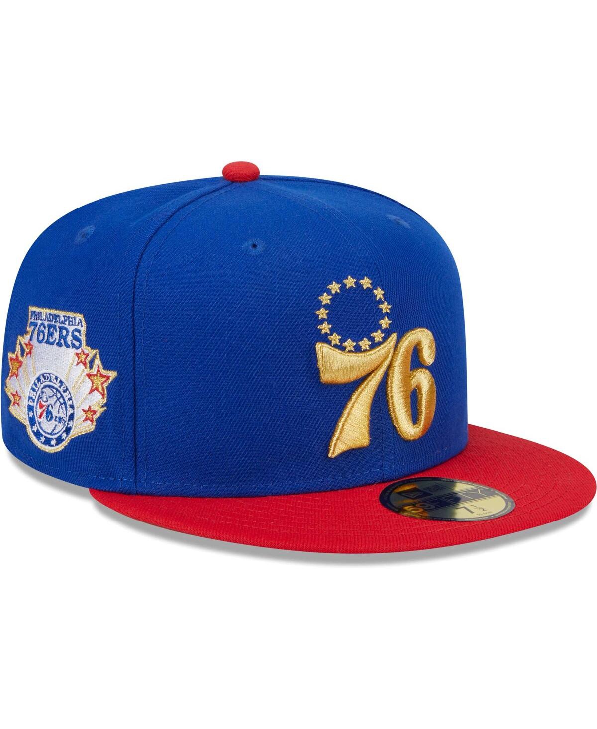 Men's New Era Royal, Red Philadelphia 76ers Gameday Gold Pop Stars 59FIFTY Fitted Hat - Royal, Red