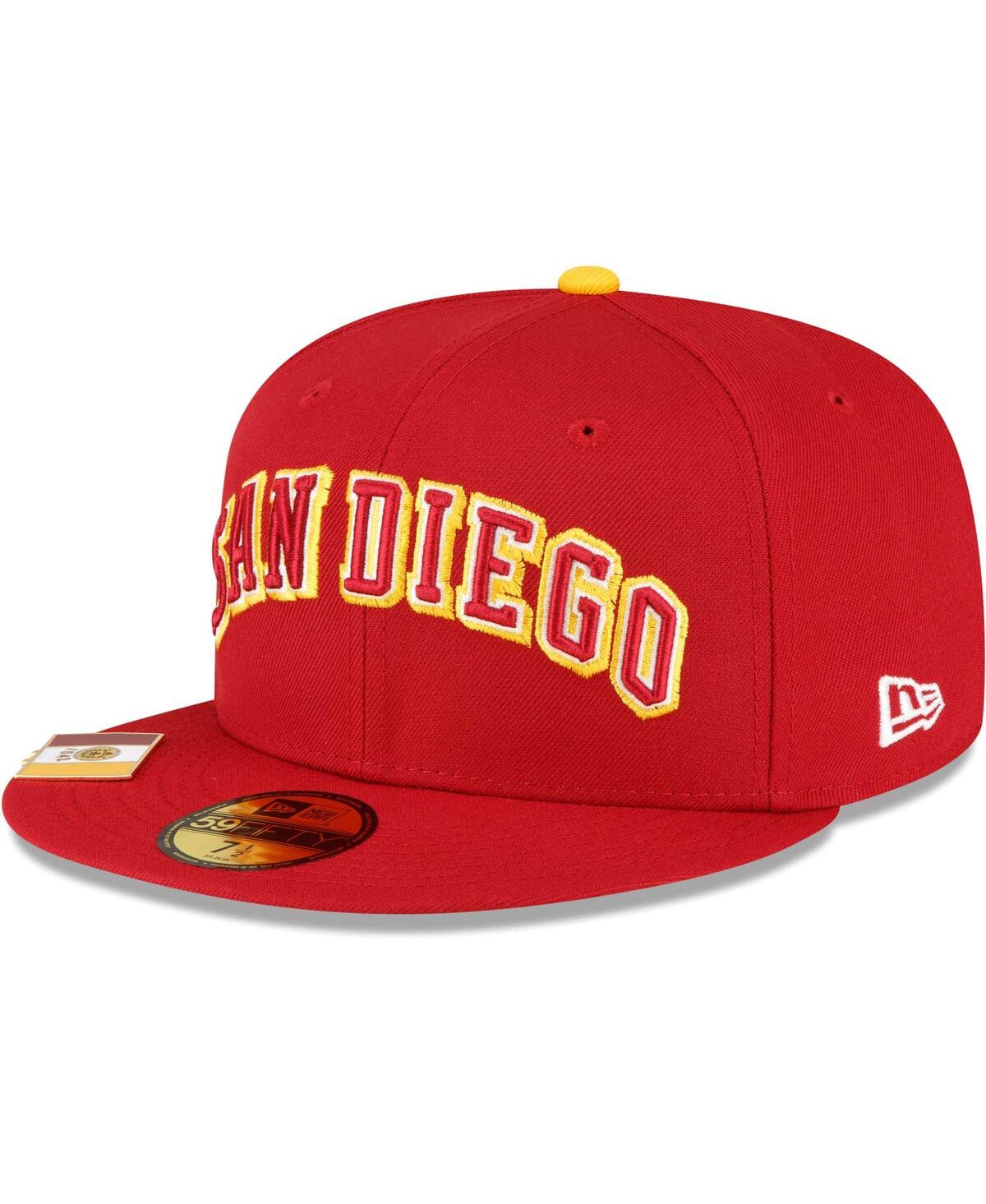 Shop New Era Men's  Red San Diego Padres City Flag 59fifty Fitted Hat