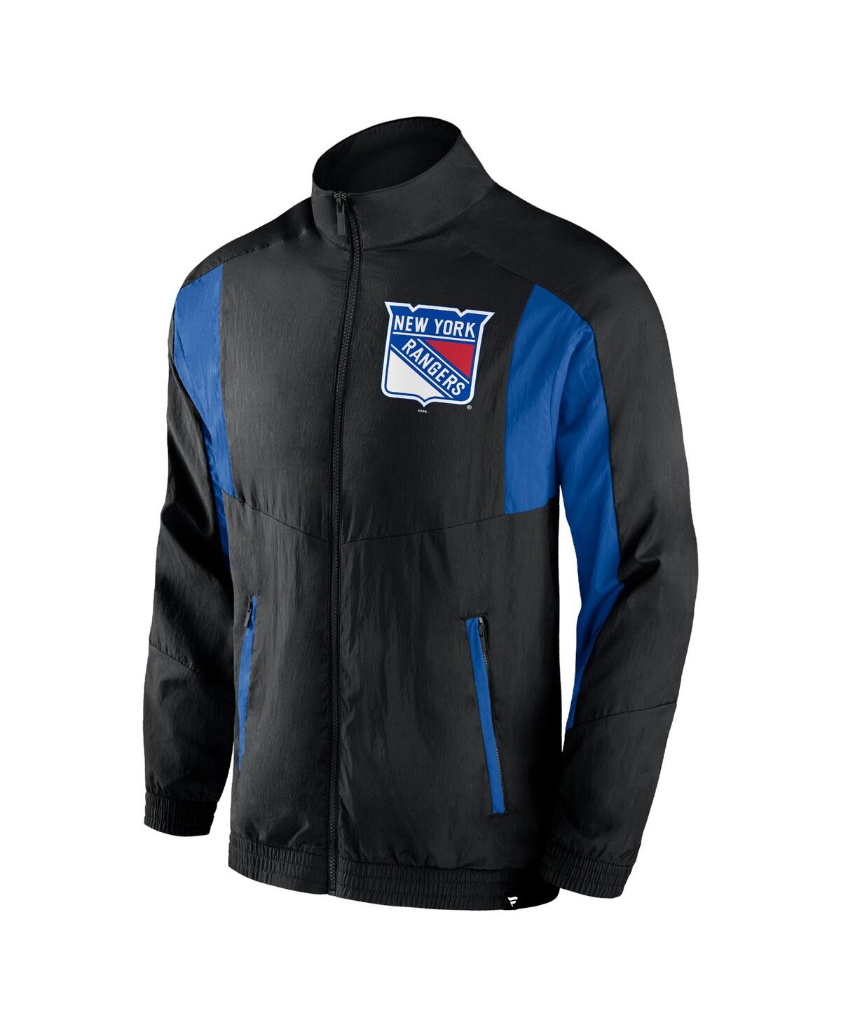 Fanatics Branded Black New York Rangers Step Up Crinkle Raglan Full-zip Windbreaker Jacket In Black