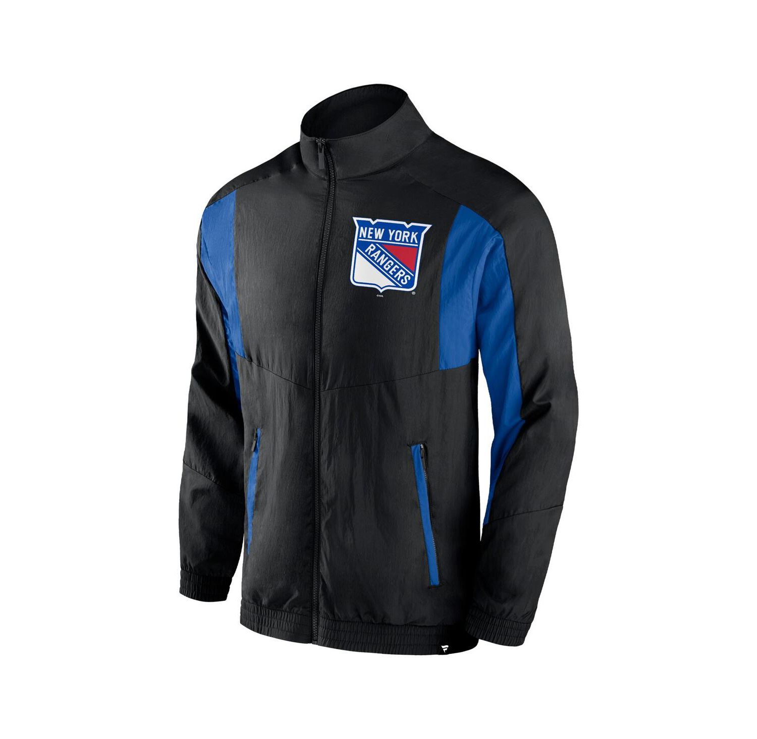 Men's Black New York Rangers Step Up Crinkle Raglan Full-Zip Windbreaker Jacket
