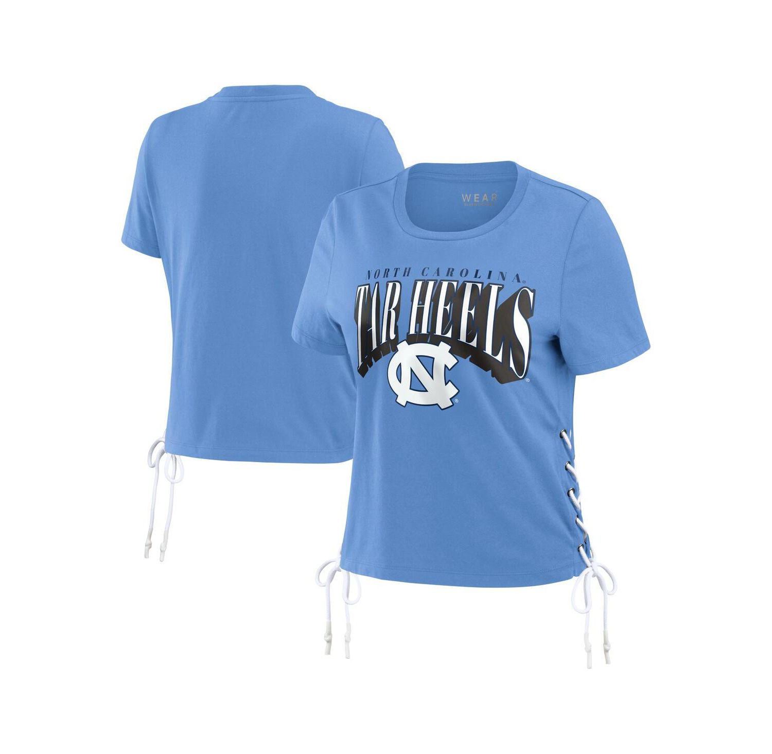Women's Carolina Blue North Carolina Tar Heels Side Lace-Up Modest Crop T-shirt