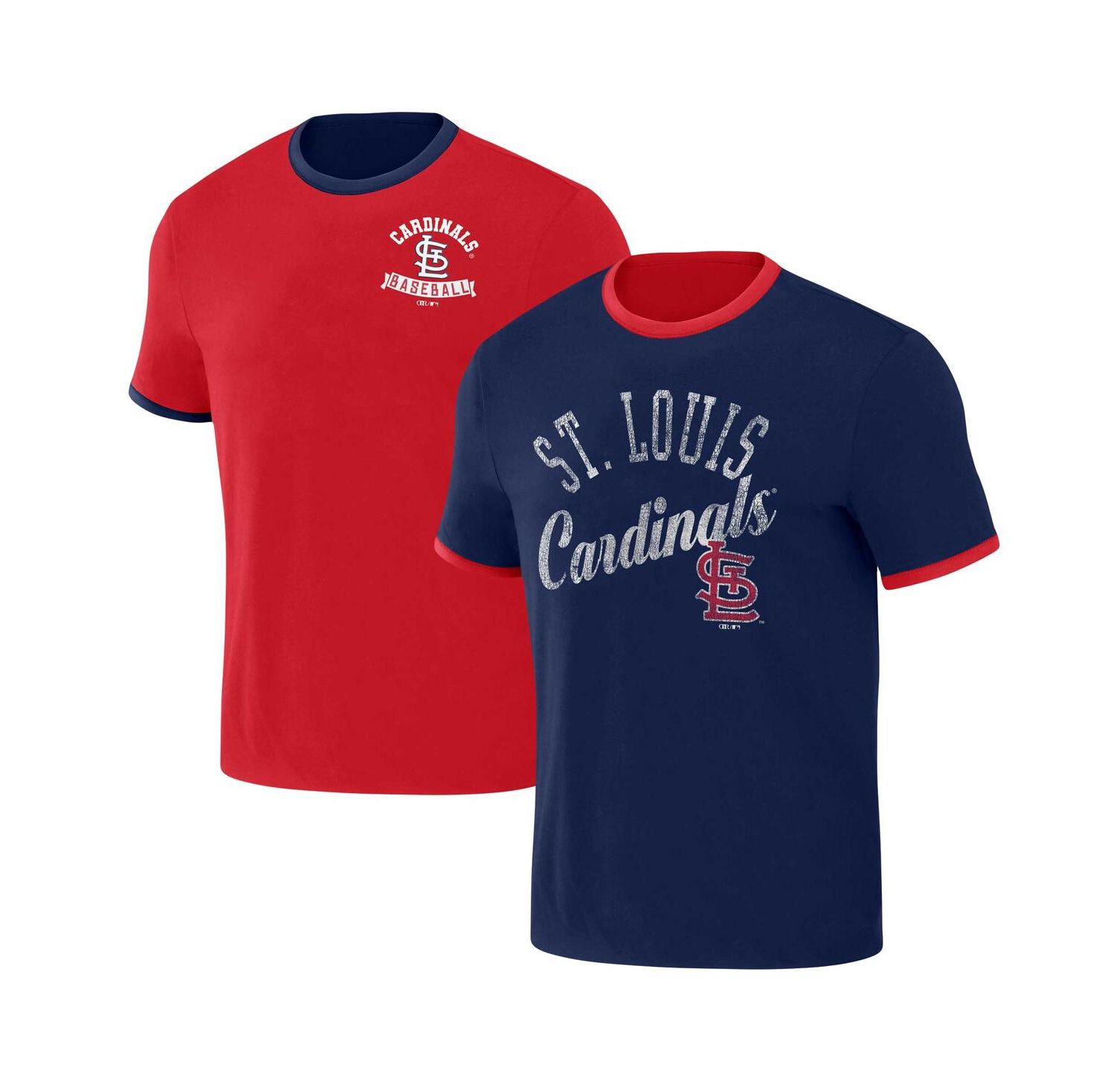 Men's Darius Rucker Collection by Red, Navy Distressed St. Louis Cardinals Two-Way Ringer Reversible T-shirt