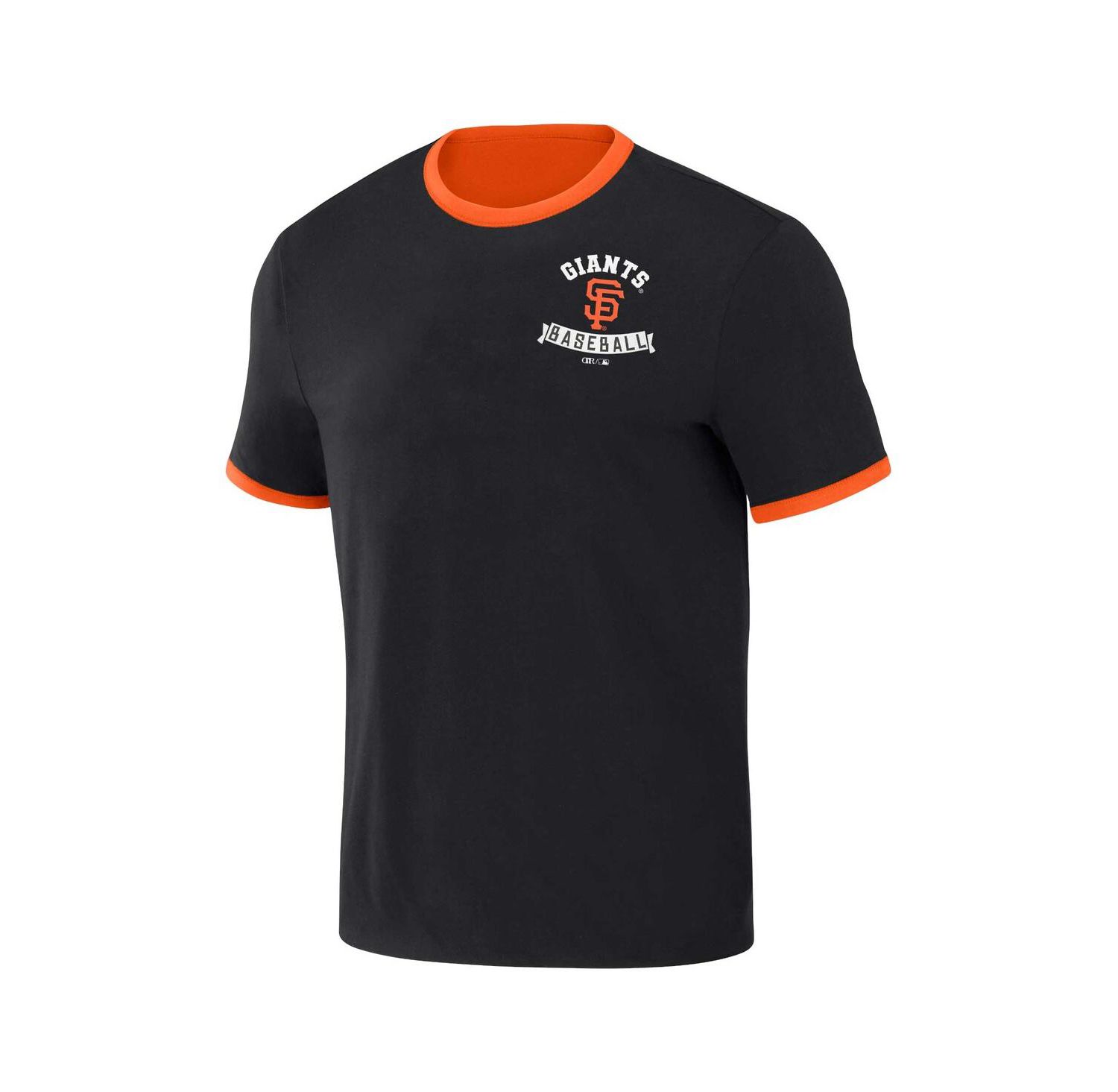 Men's Darius Rucker Collection by Black, Orange Distressed San Francisco Giants Two-Way Ringer Reversible T-shirt