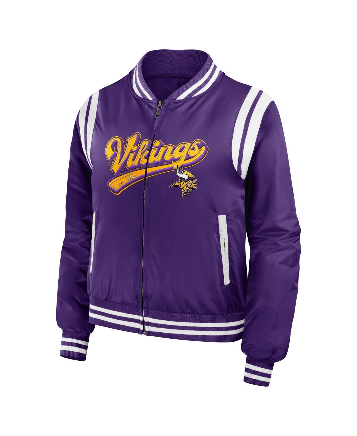 Shop Wear By Erin Andrews Women's  Purple Minnesota Vikings Bomber Full-zip Jacket