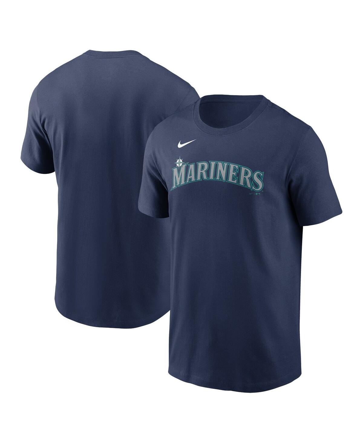 Shop Nike Men's  Navy Seattle Mariners Fuse Wordmark T-shirt