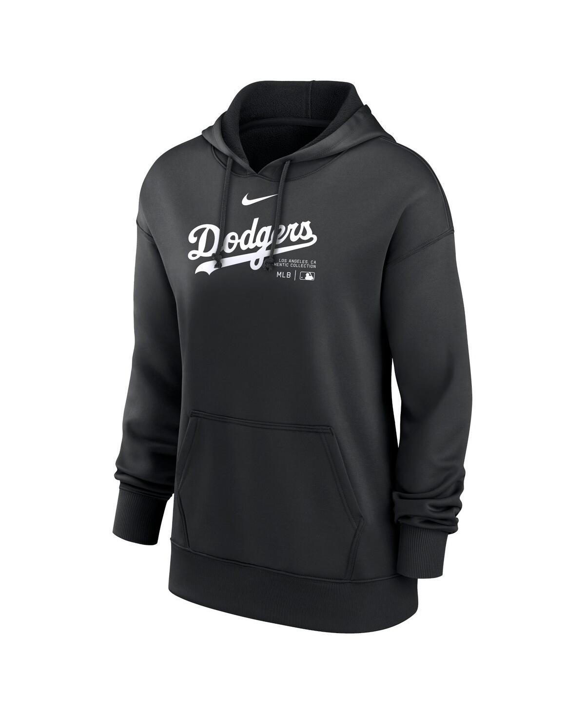 Nike Women's  Black Los Angeles Dodgers Authentic Collection Pregame Performance Pullover Hoodie In Black