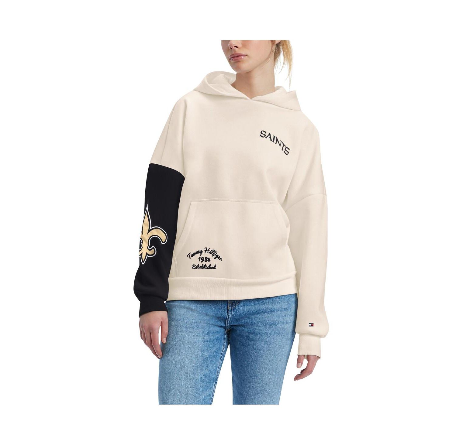 Women's Cream, Black New Orleans Saints Harriet Pullover Hoodie