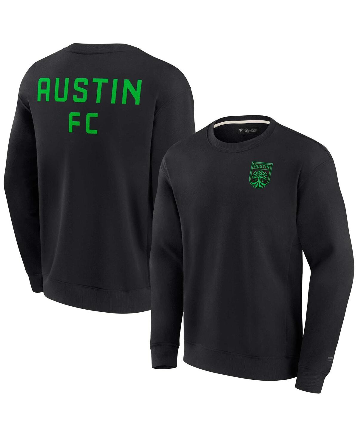 Shop Fanatics Signature Men's And Women's  Black Austin Fc Super Soft Fleece Crew Sweatshirt