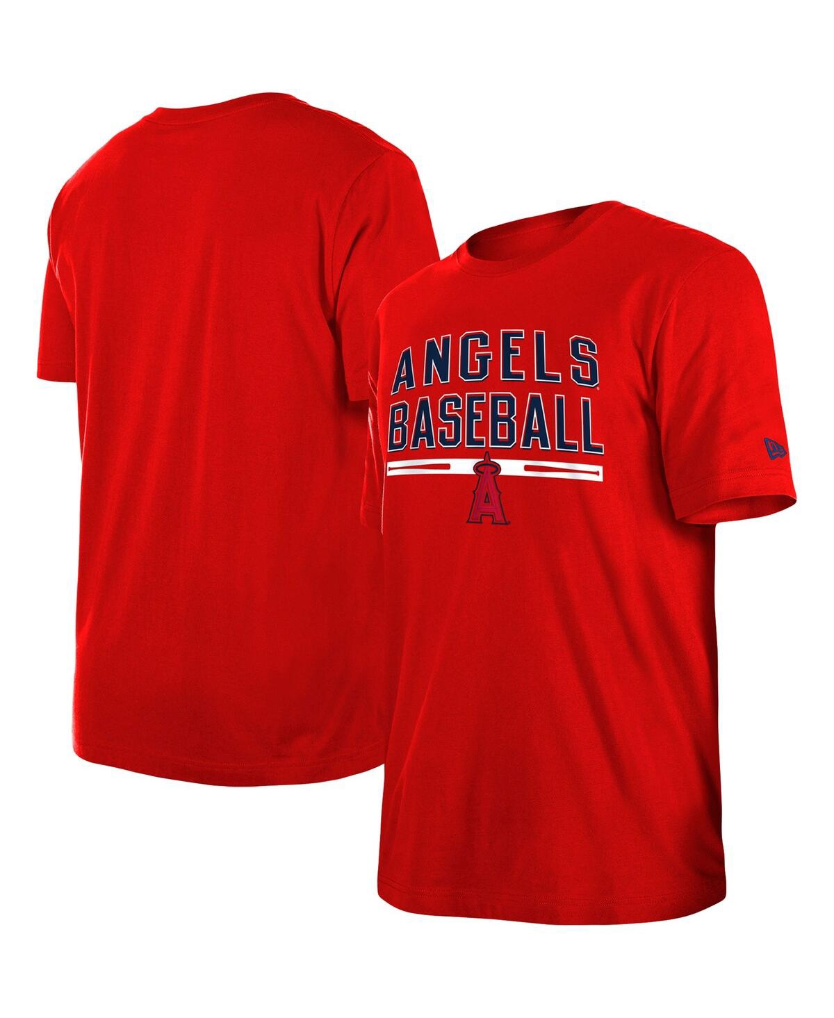 Shop New Era Men's  Red Los Angeles Angels Batting Practice T-shirt