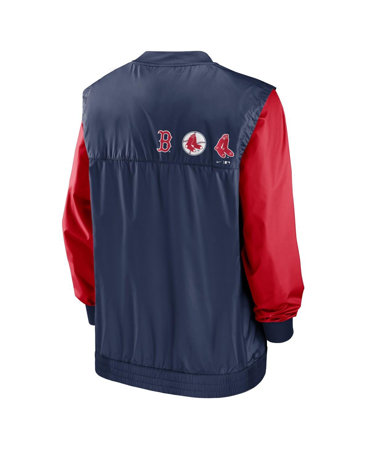 Shop Nike Men's  White, Navy Boston Red Sox Rewind Warmup V-neck Pullover Jacket In White,navy