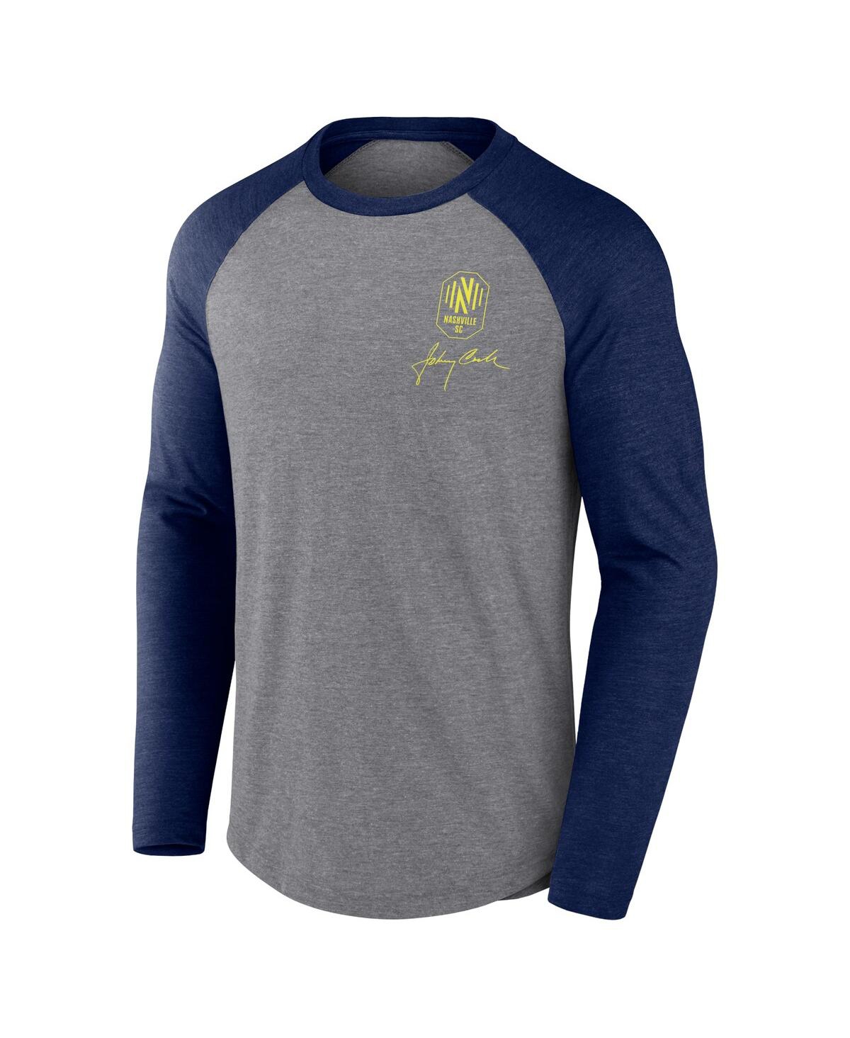 Men's FanaticsNashville Sc x Johnny Cash Lines Tri-Blend Raglan Long Sleeve T-shirt - Heather Gray