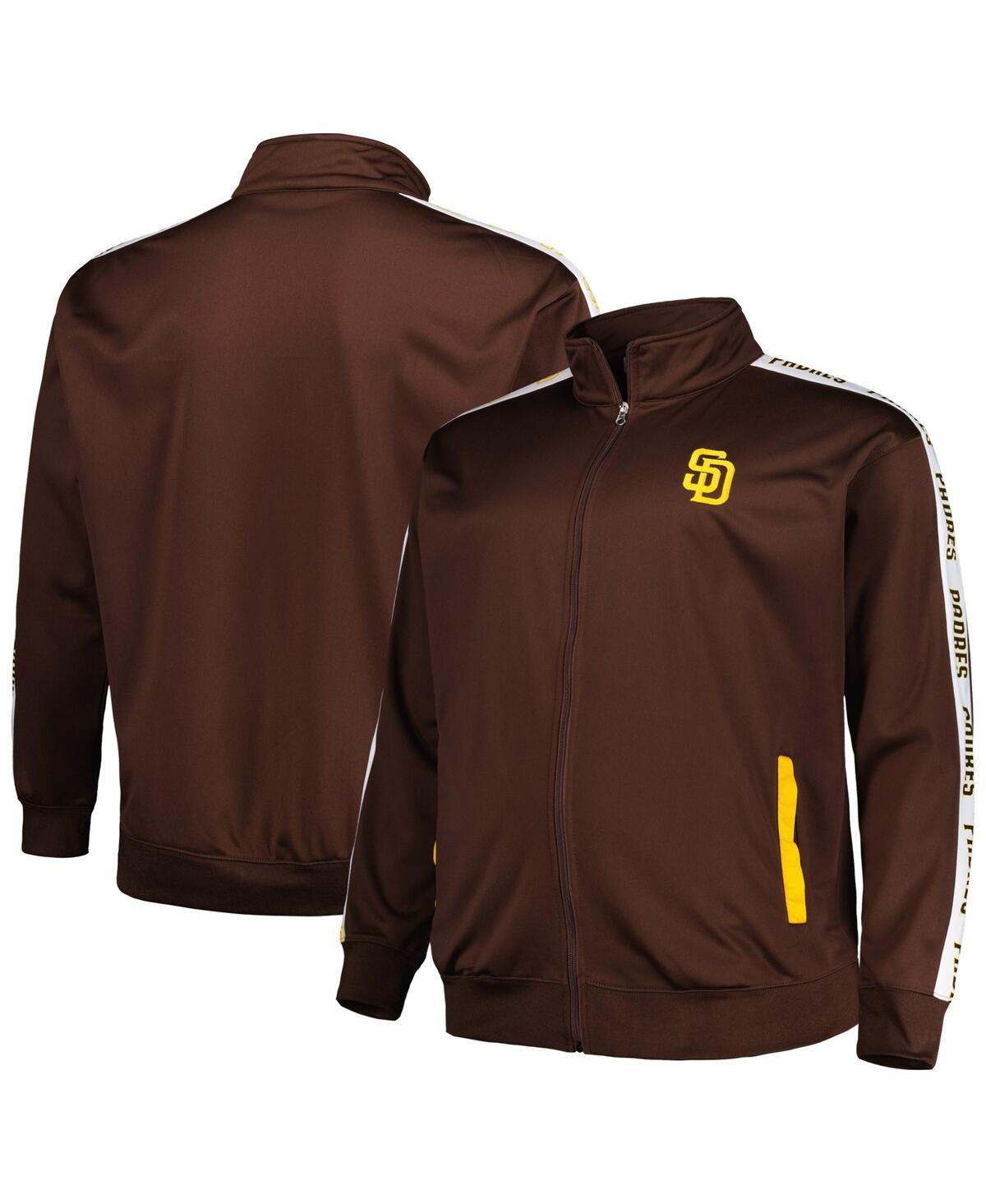 PROFILE MEN'S BROWN SAN DIEGO PADRES BIG AND TALL TRICOT TRACK FULL-ZIP JACKET