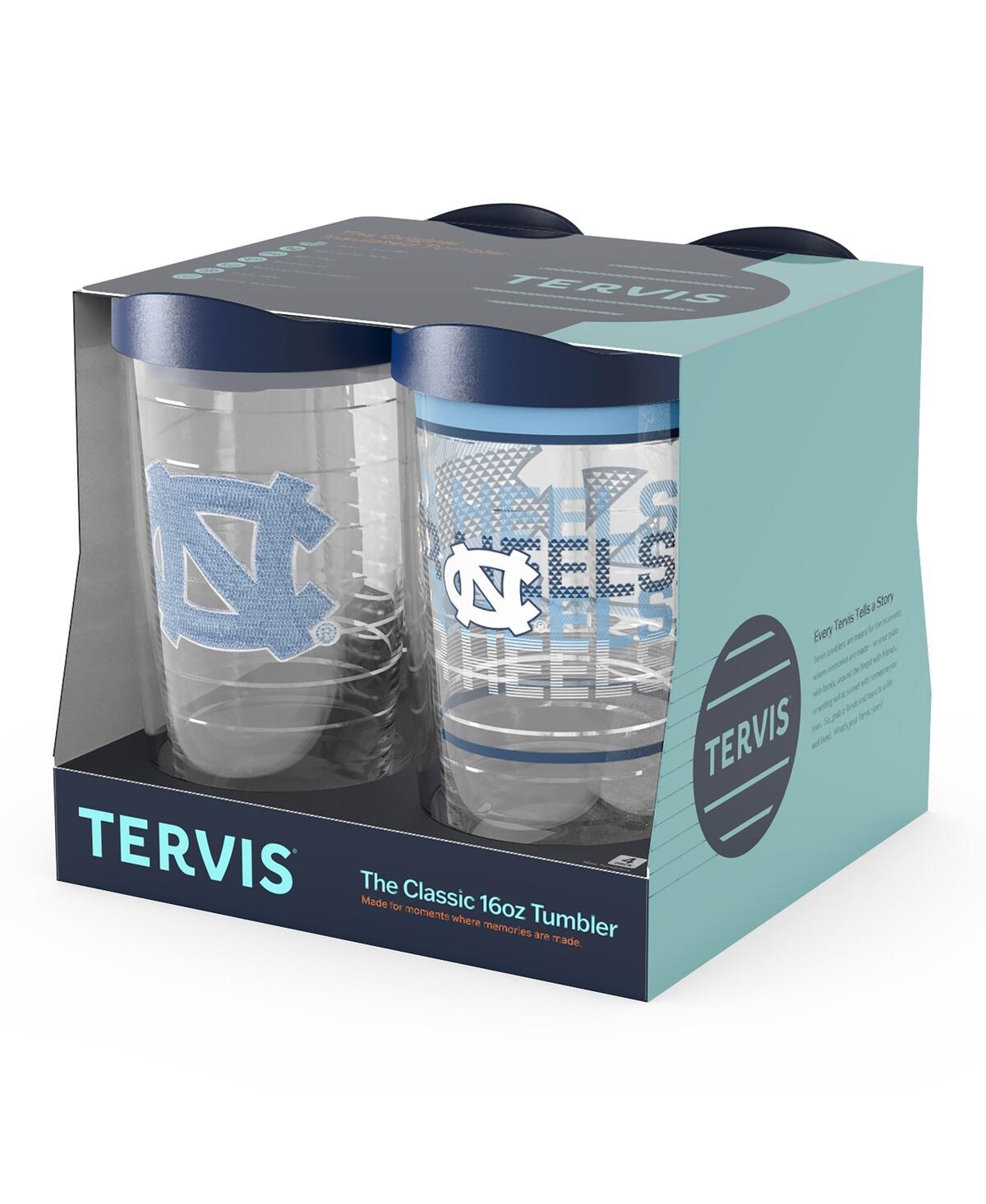 Tervis Tumbler North Carolina Tar Heels Four-pack 16 oz Classic Tumbler Set In Clear,navy