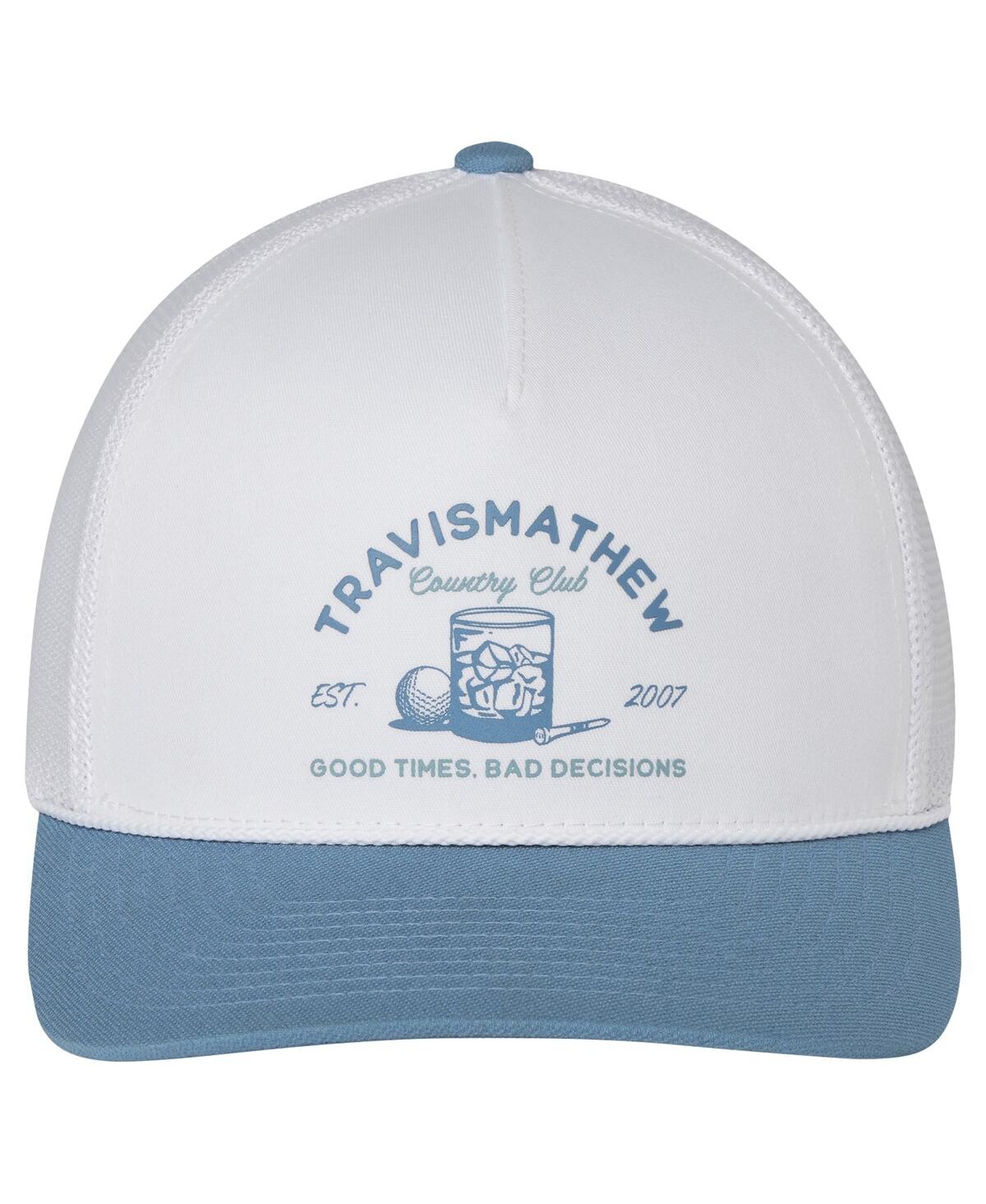 Shop Travis Mathew Men's  White, Blue Surf Warning Adjustable Hat In White,blue