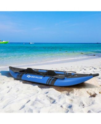 Inflatable Kayak Set Portable 2-person Kayak with Aluminium Oars EVA Padded Seat