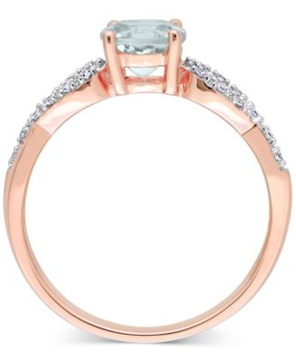 Aquamarine (3/4 ct. t.w.) & Diamond (1/10 ct. t.w.) Infinity Ring in 10k Rose Gold