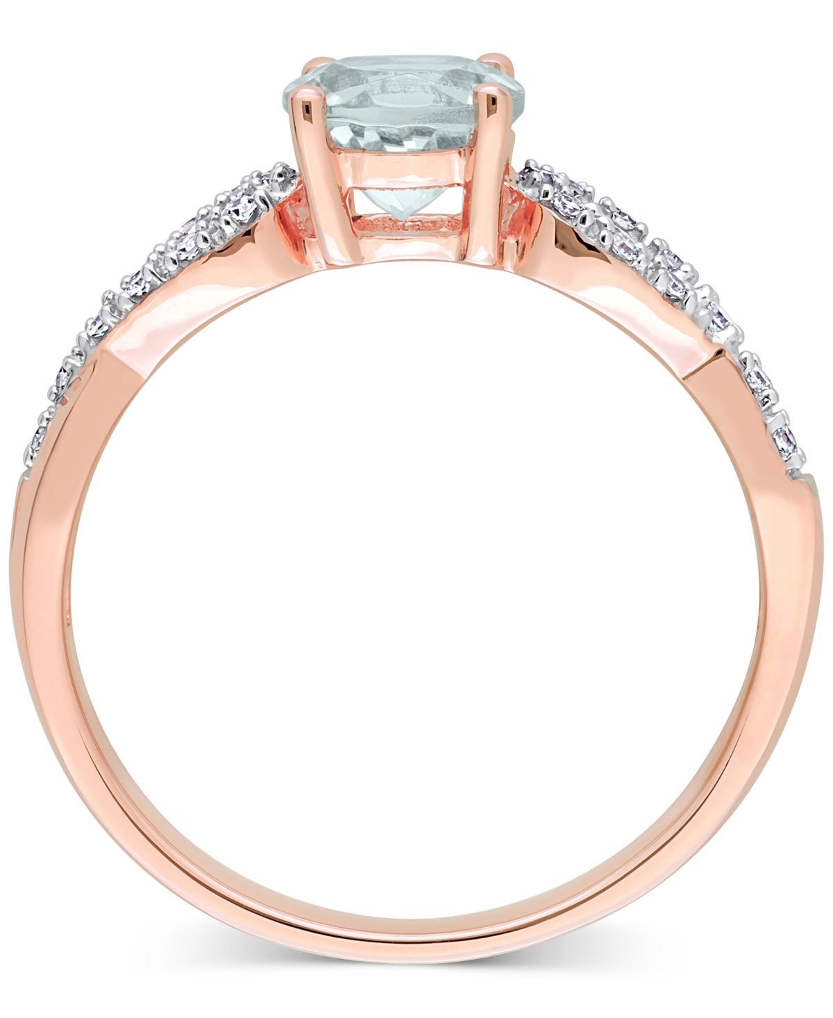 (3/4 ct. t.w.) & Diamond (1/10 ct. t.w.) Infinity Ring in 10k Rose Gold - Aquamarine