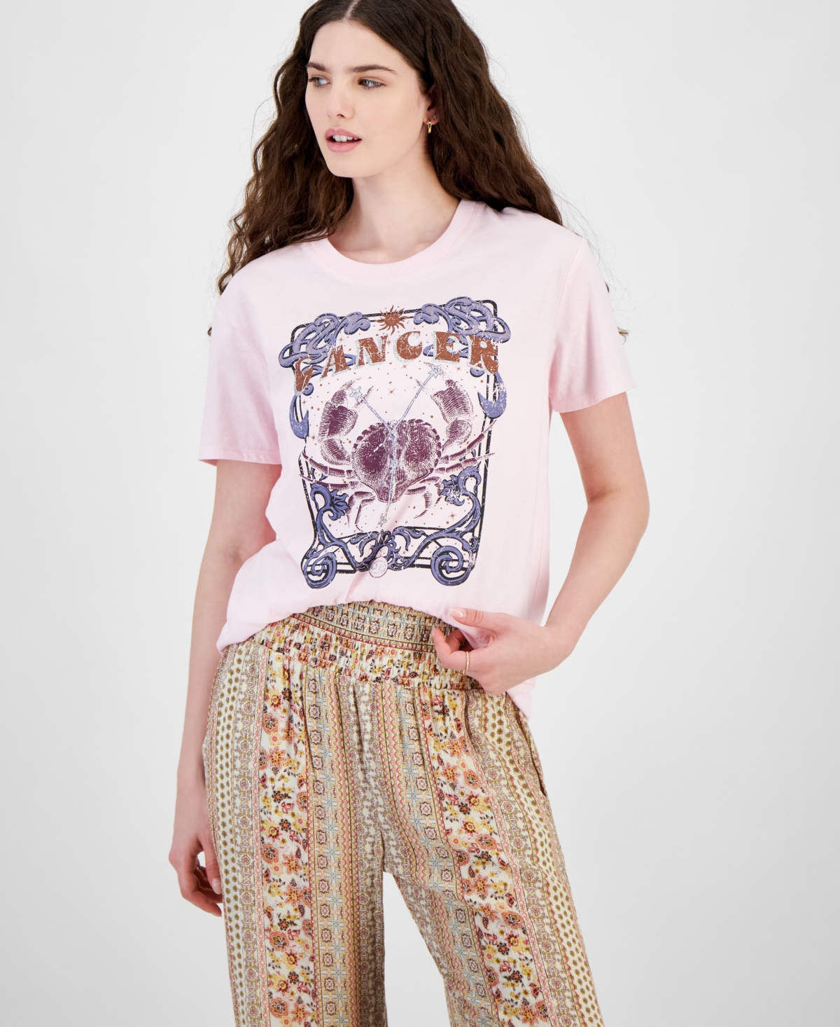 Shop Self Esteem Juniors' Cancer Graphic T-shirt In Cherry Blossom